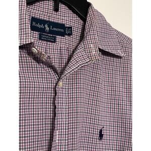 Ralph Lauren Dress Shirt 15.5 34/35 Purple Check Yarmouth Cotton Long Sleeve FRM